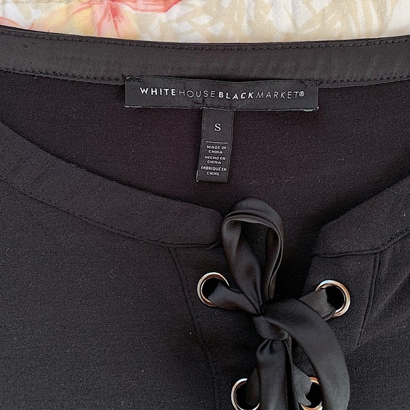 WHBM White House Black Market Lace Up Butter Lucca Long Sleeve Top Size Small - Picture 3 of 3